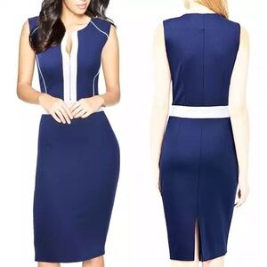 Miusol Navy and White Bodycon Dress S